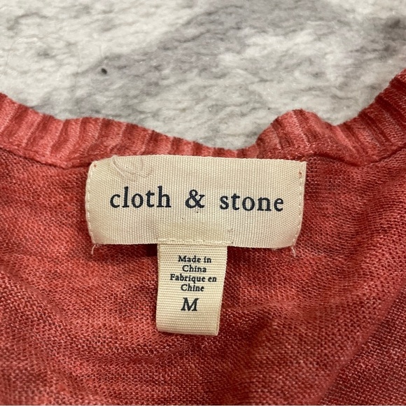 Cloth & Stone by Anthropologie Red Tie Linen Short Sleeve Shirt - Picture 6 of 11